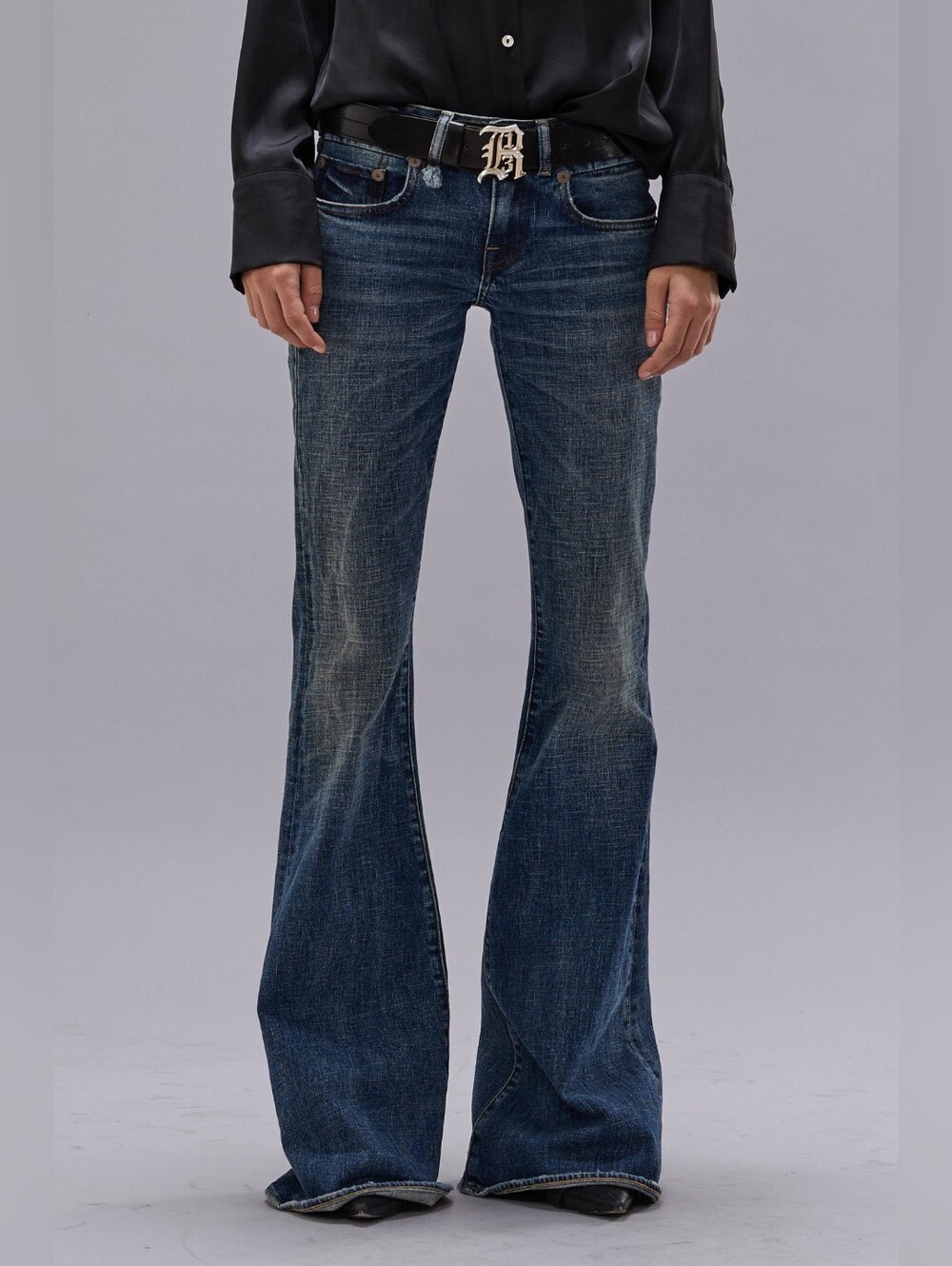R13 Blue Overflow Boy Flare Stretch Jean